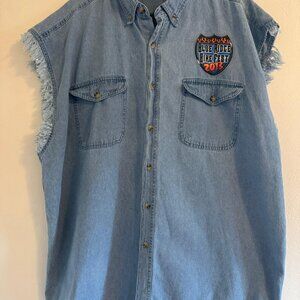 CH Apparel Men’s XL Sleeveless Denim Shirt Blue Ridge Bike Fest 2013 Biker Vest